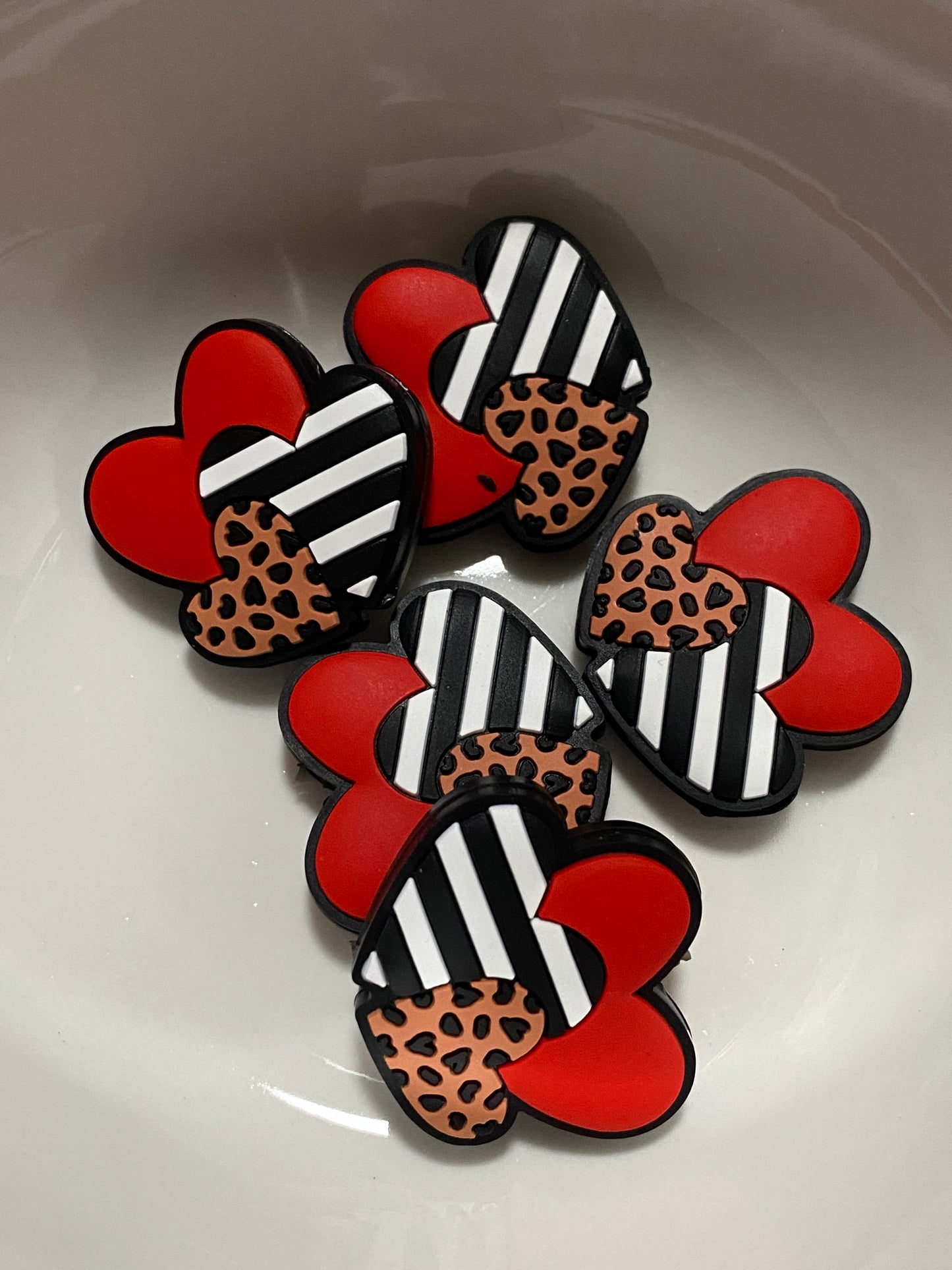 Leopard Striped Hearts Focal -#05