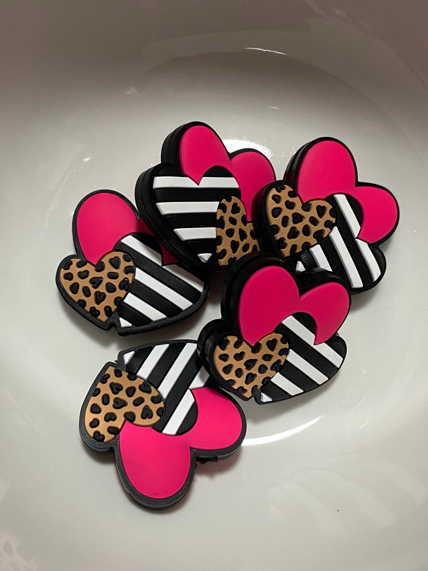 Leopard Striped Hearts Focal -#05